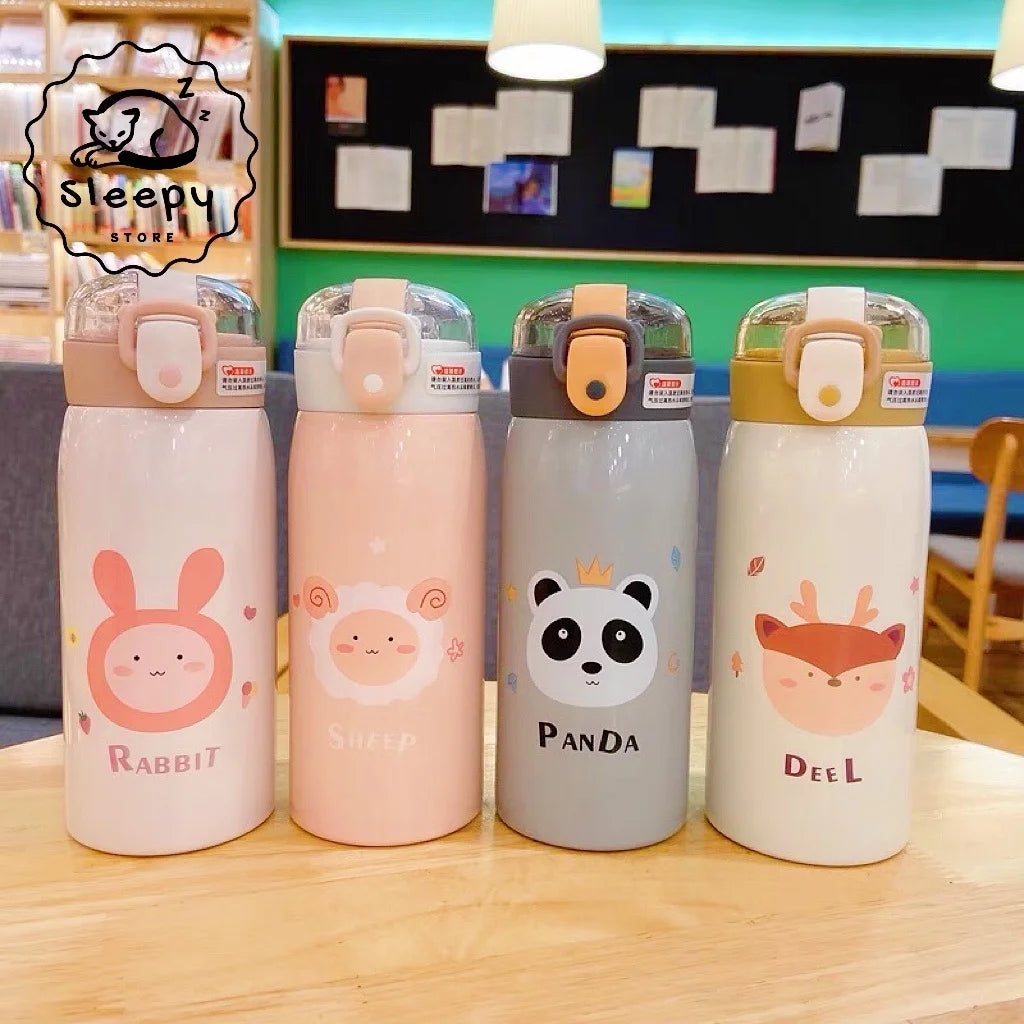 350ml Stainless Steel Full Seal Infant Thermal Bottle With Flexible Silicone Straw