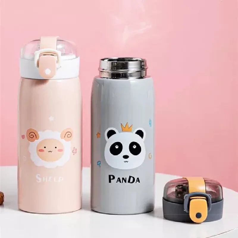 350ml Stainless Steel Full Seal Infant Thermal Bottle With Flexible Silicone Straw