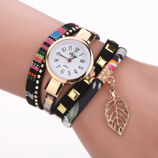 Quartz Watches Beautiful Casual Elegant Weave Watches Girls Wrist Watch For Women Lady Christmas Decorations Decorative Glasses