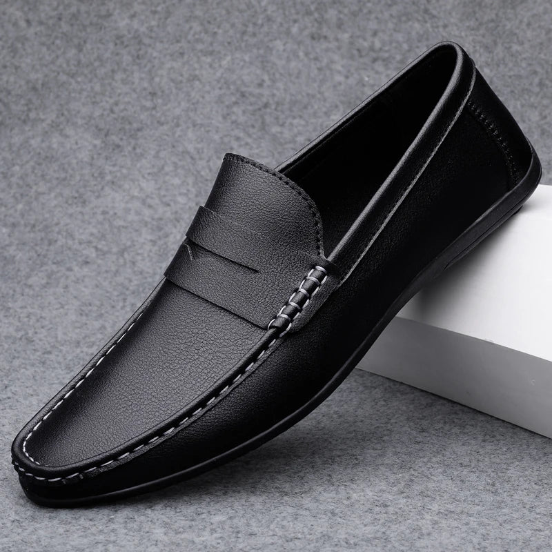 Spring Autumn Mens Casual Leather Loafers Men Loafer Shoes Mocasines Hombre Mocassini White Black Slip-On Big Size Dropshipping