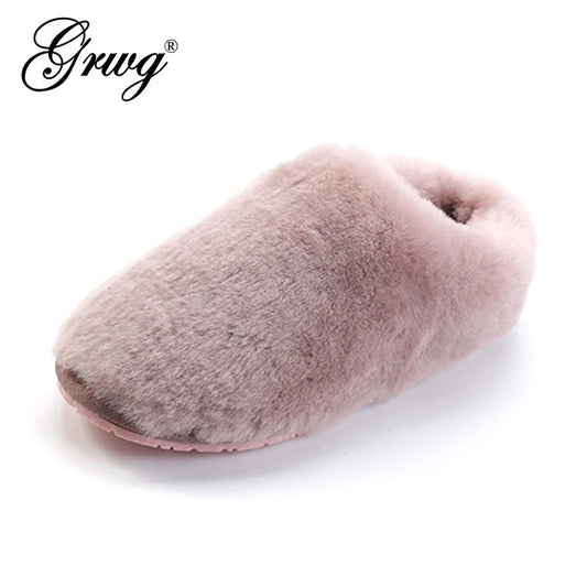 Top Quality Natural Sheepskin Fur Slippers Fashion Winter Women Indoor Slippers Warm Wool Home Slippers Lady Casual House Shoes