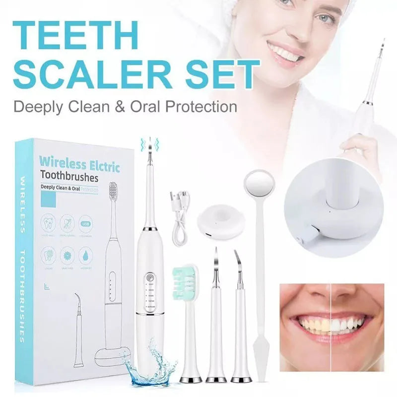 Electric Toothbrush 5 Gear Modes Wireless Plaque Dental Organic Teeth Whitening Kit Calculus Scaler Dental Mirror for Teeth