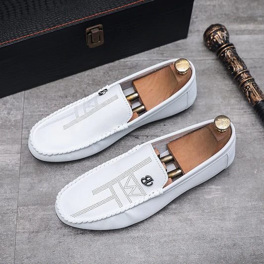 Men Casual Shoes Genuine Leather Luxury Brand Men Loafers Italian Moccasins Breathable Slip on Men Driving Shoes Chaussure Homme