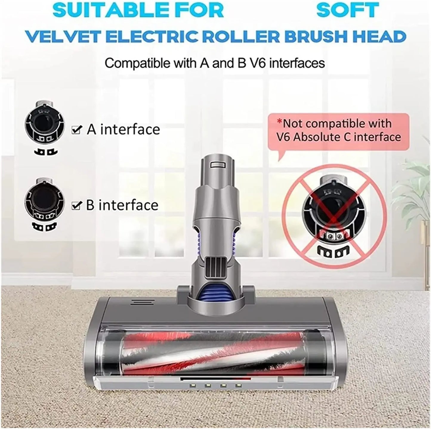 For Dyson V6 DC44 DC58 DC59 DC61 DC62 Vacuum Cleaner Motorized Floor Brush Head Soft Sweeper Roller Head Floor Brush Replacement