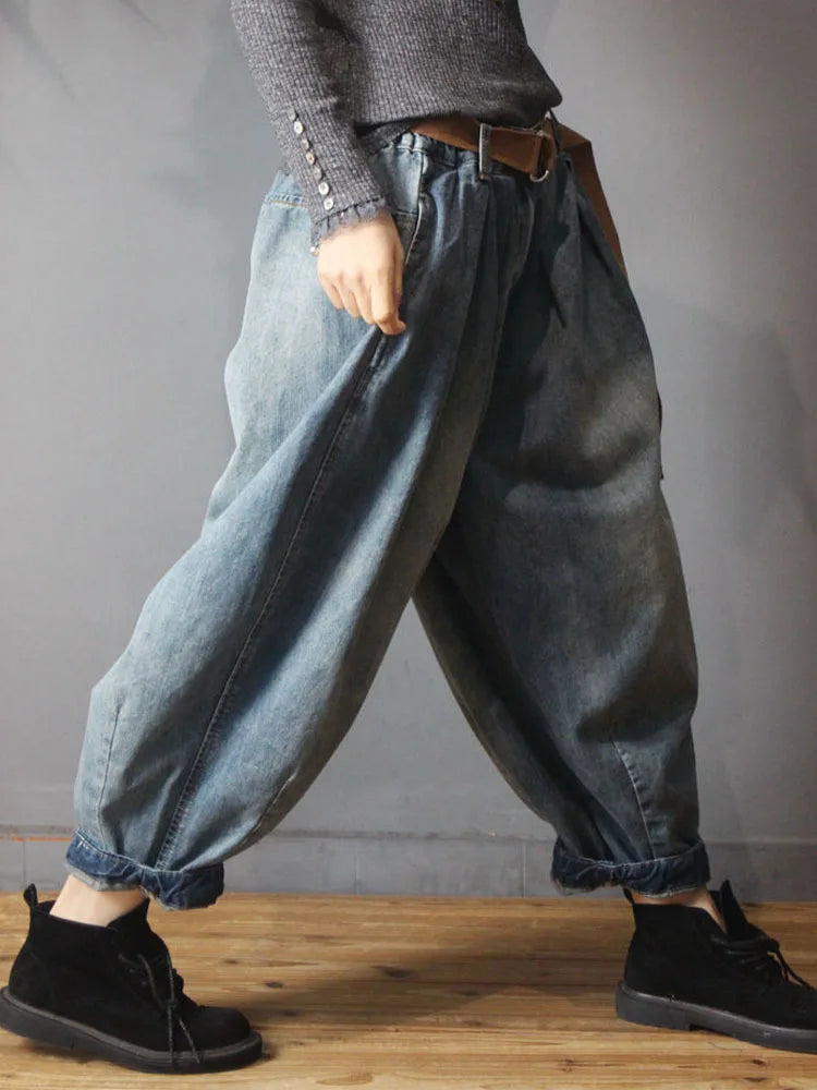 Max LuLu 2024 Korean Denim Pants Spring Womens Fashion Loose Vintage Belt Jeans Females Luxury Casual Harem Trousers Streetwear