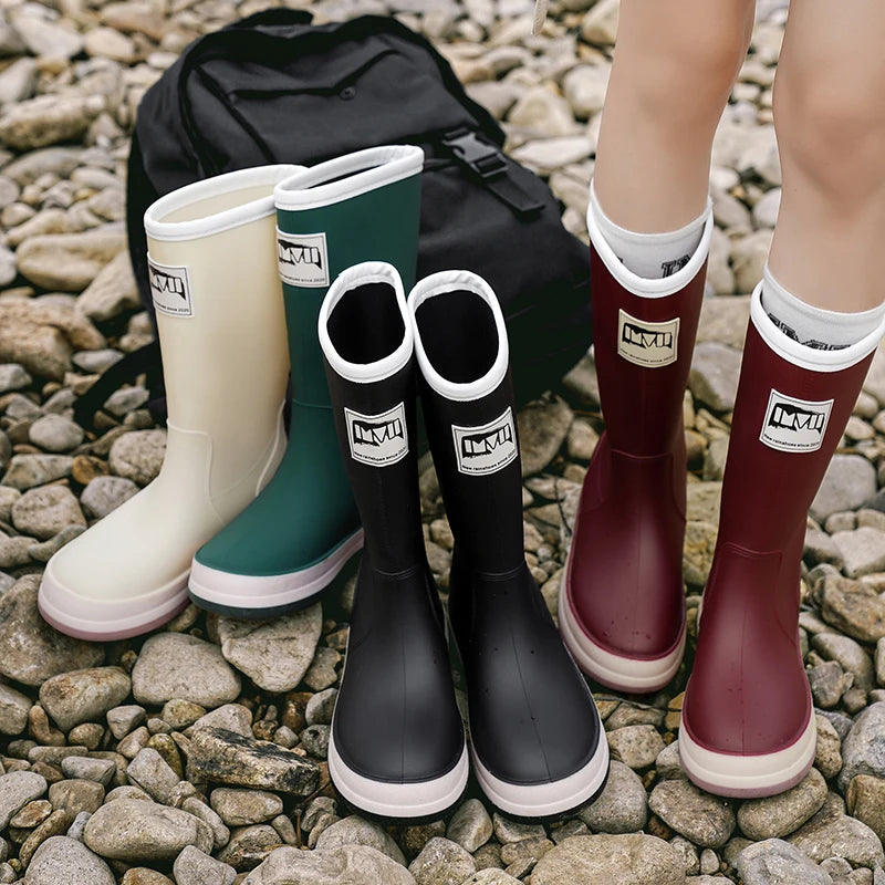 Rain Boots Women Anti Slip Trend Lightweight Soft Rain Shoes Outdoor Fishing Thick Sole Waterproof Shoes Fashion Comfy 2024