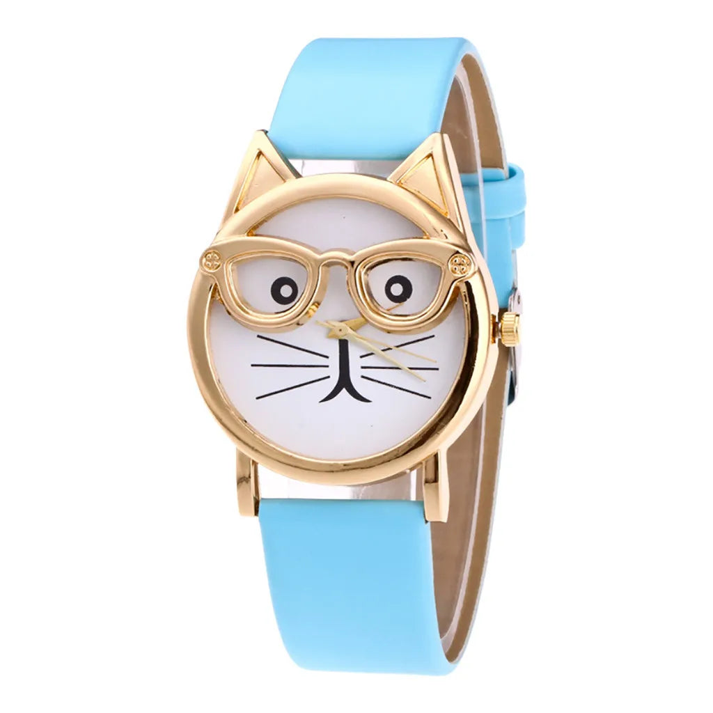 Cat Dial With Glasses Fashion Quartz Strap Watch Women's Women's Watch Watch Faces