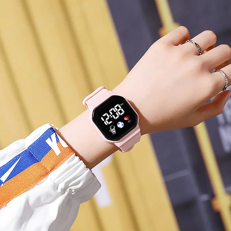 Unisex Silicone Band LED Digital Watch Square Students Sports Watches