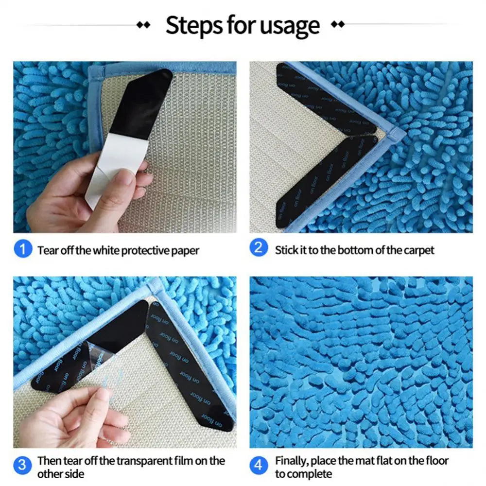 8pcs Anti Slip Anti Curling Carpet Patch Reusable Washable Carpet Patch Fixed Sticker Floor Rug Mat Tape Corners Pad PU Foam