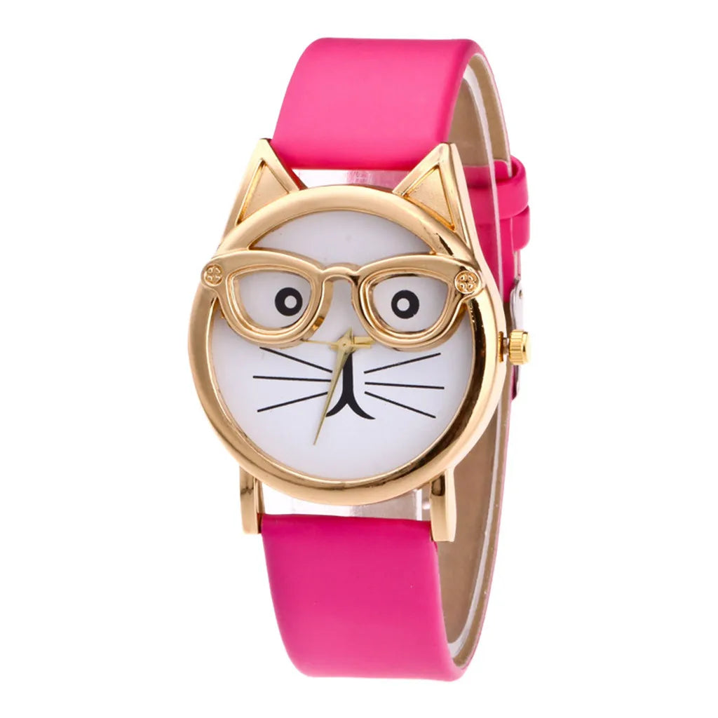 Cat Dial With Glasses Fashion Quartz Strap Watch Women's Women's Watch Watch Faces