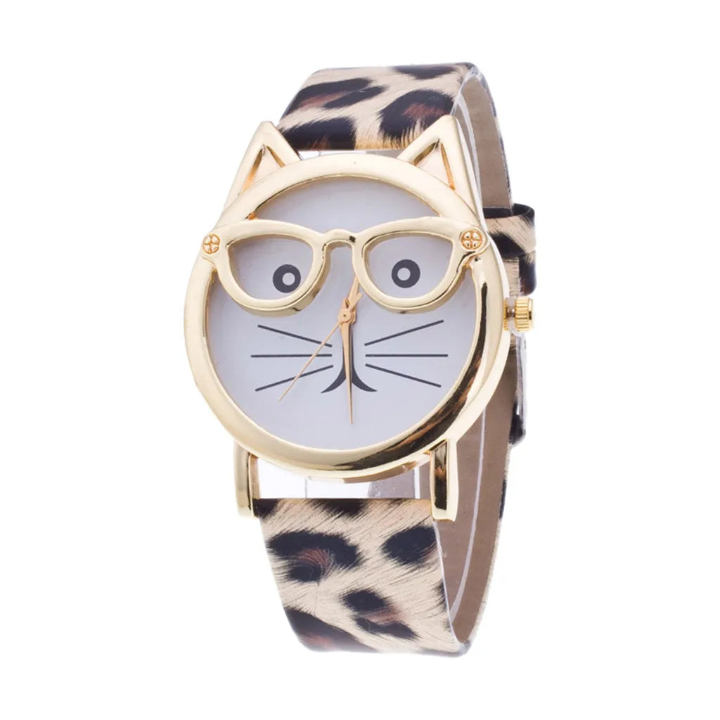 Cat Dial With Glasses Fashion Quartz Strap Watch Women's Women's Watch Watch Faces