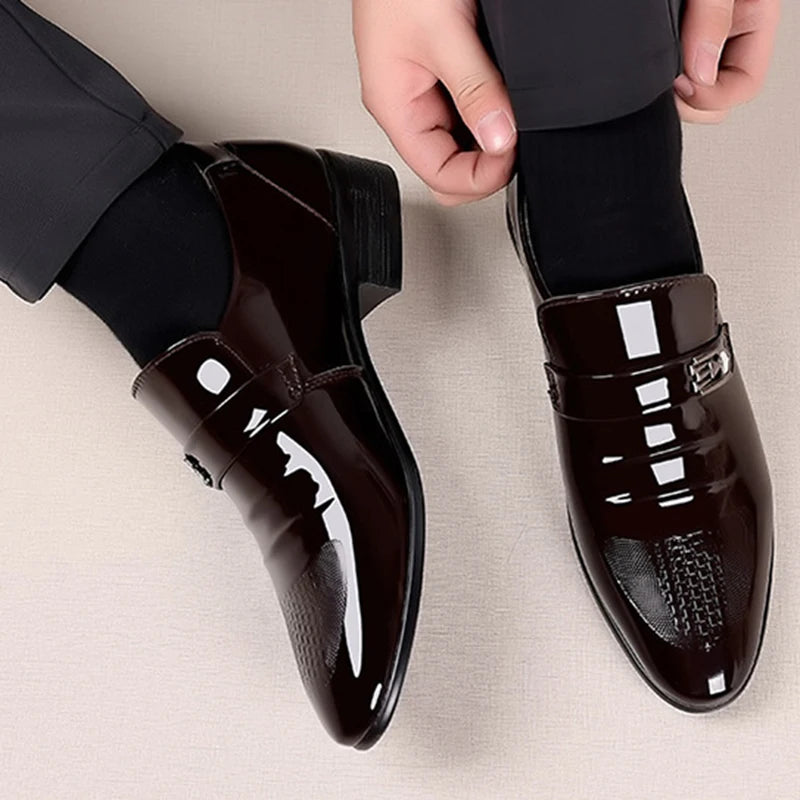 Brand New PU Leather Shoes for Men Casual Business Shoes Office Work Shoes for Male Party Wedding Oxfords Point Toe Loafers