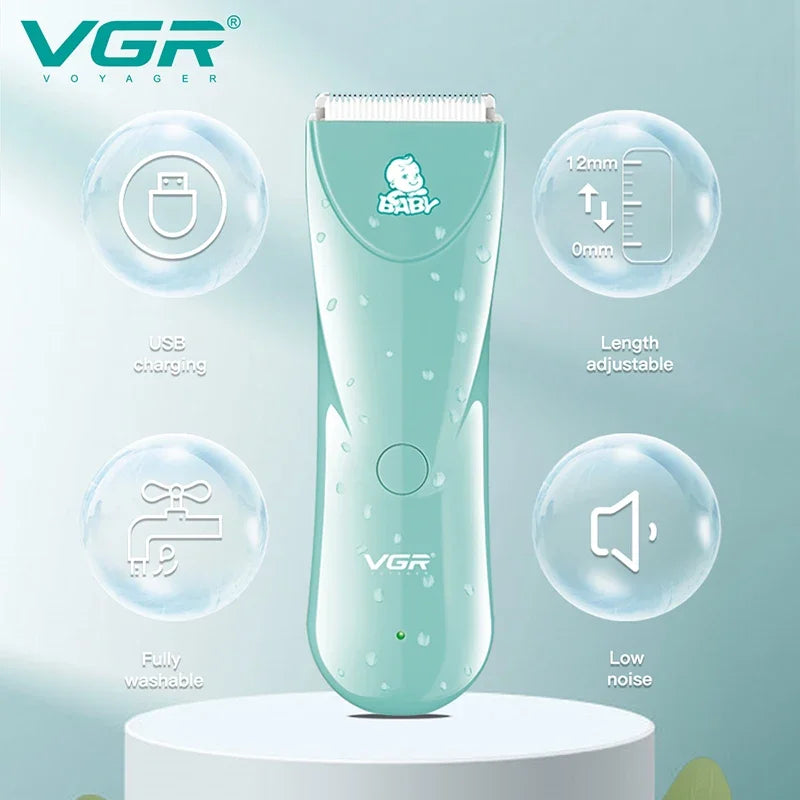 VGR Washable Baby Hair Clipper Professional Electric Children Cordless Head Hair Trimmer For Kids V-150