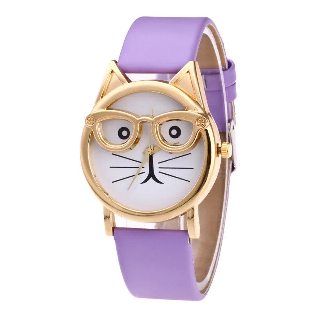 Cat Dial With Glasses Fashion Quartz Strap Watch Women's Women's Watch Watch Faces