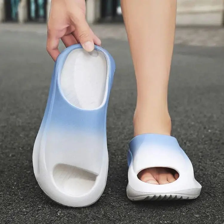 Korean Slippers Men Basketball Sport Sandal Mop Stomping Shit Feeling Thick Bottom Outer Wear Anti-slip One Word Mop Gradual