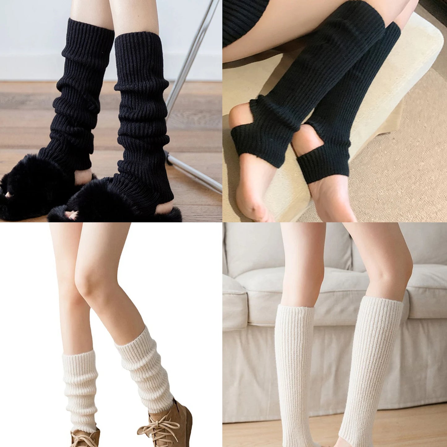 Y2k Winter Leg Warmers Fluffy/Knitted Arm Warmers Gothic Lolita Knit Long Socks Women Leg Warmer Stylish Stretchy Boots Cover