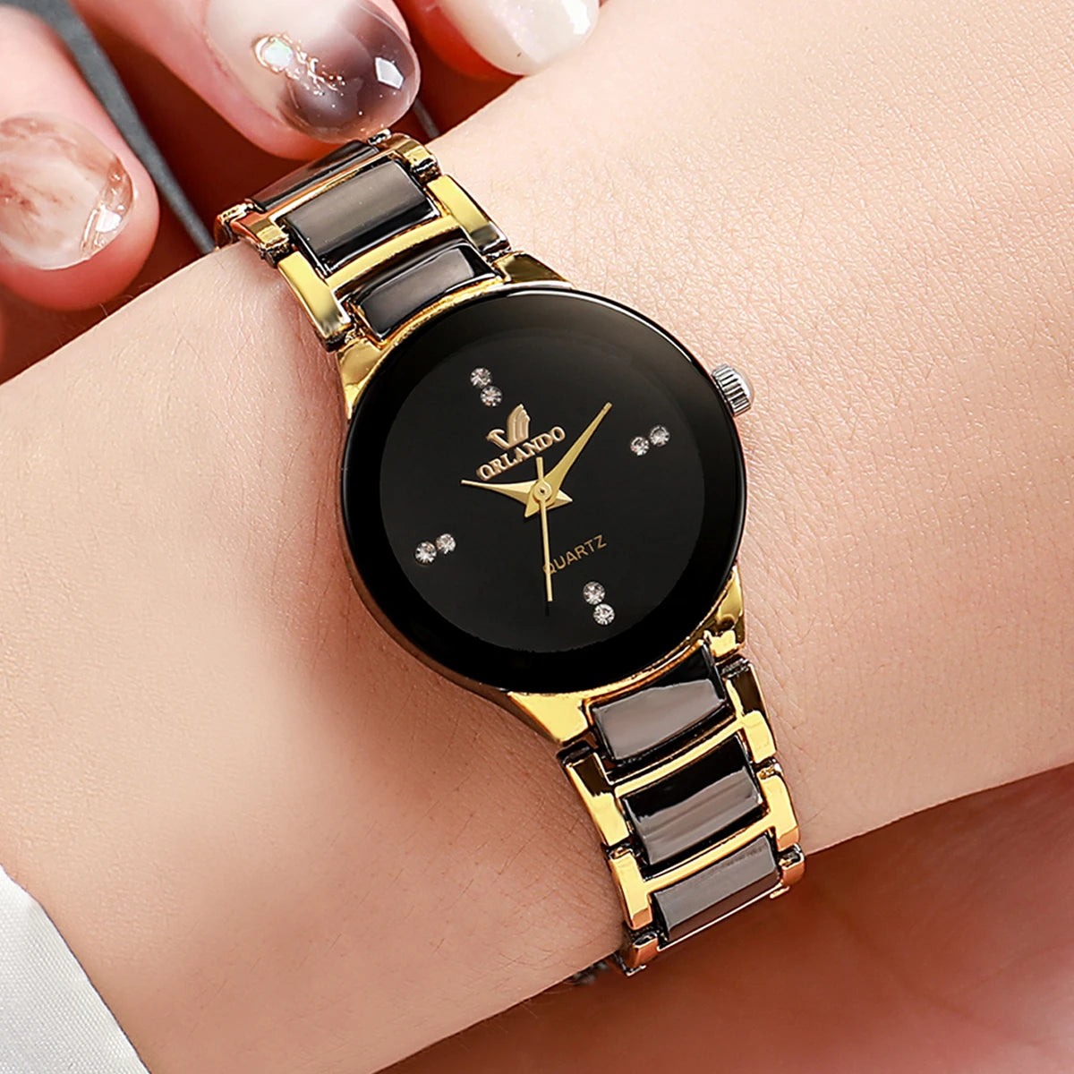 2PCS Couple's Watches Fashion Stainless Steel Band Women's Quartz Watch Men Business Wristwatches