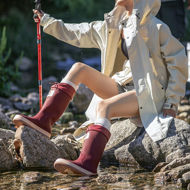 Rain Boots Women Anti Slip Trend Lightweight Soft Rain Shoes Outdoor Fishing Thick Sole Waterproof Shoes Fashion Comfy 2024