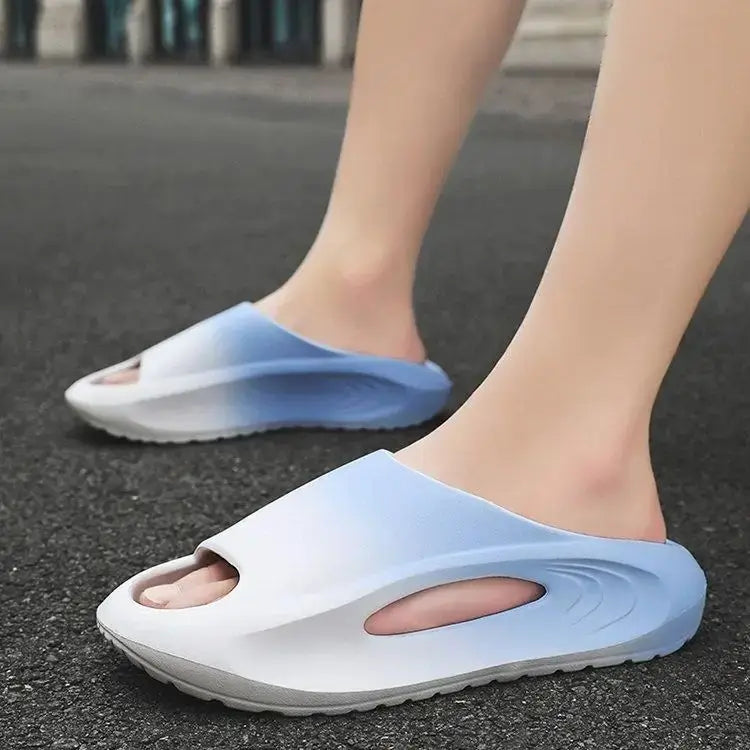 Korean Slippers Men Basketball Sport Sandal Mop Stomping Shit Feeling Thick Bottom Outer Wear Anti-slip One Word Mop Gradual