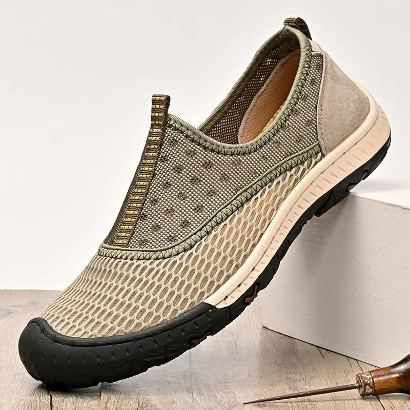 Slip On Casual Shoes For Men Breathable Mesh Outdoor Men Sneakers Rubber Summer Men Shoes Handmade Flats Footwear